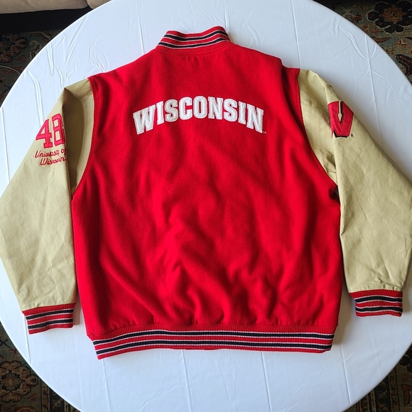 Vtg Wisconsin Badgers Leather Wool Letterman Varsity Bomber Jacket Bucky Coat XL - Picture 13 of 16
